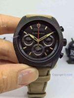 Copy Tudor Black Shield Watch Brown Leather Watch Strap - Swiss Replica